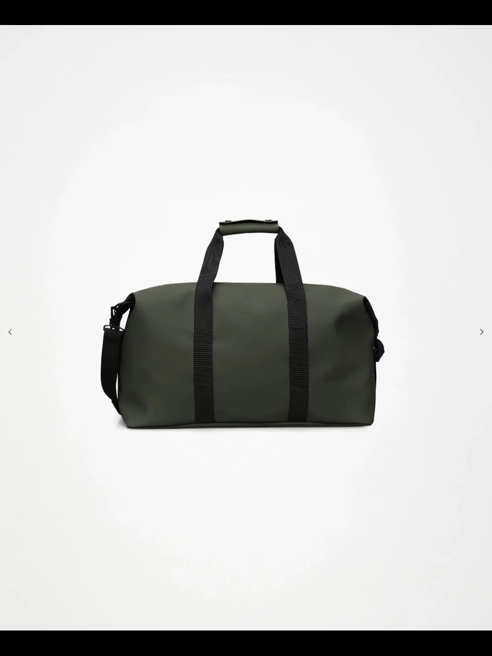 Rains Olive Green Duffel Bag with Black Straps